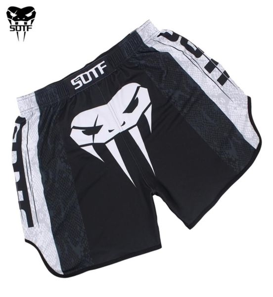 SOTF mma Tête de serpent noir Mouvement élastique combat mma shorts Tiger Muay Thai shorts de boxe sanda kickboxing vêtements mma 2012161268387