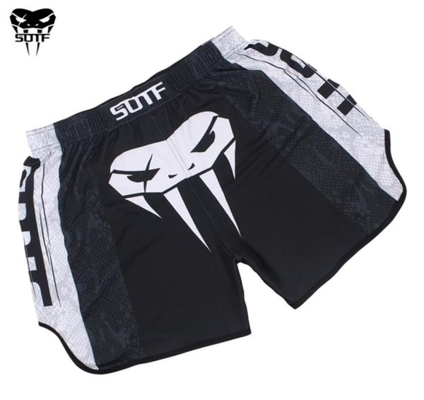 SOTF mma Tête de serpent noir Mouvement élastique combat mma shorts Tiger Muay Thai shorts de boxe sanda kickboxing vêtements mma 2012163840015