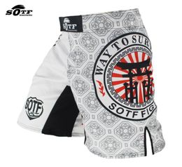 SOTF Blanc Style Japonais Imprimé Ferocious Roar Battle Fitness Shorts mma combat shorts Tiger Muay Thai vêtements de boxe pretorian8472064