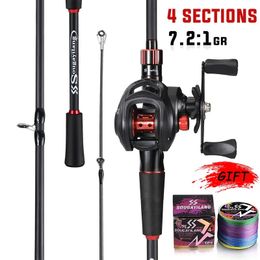 Sougayilang Hengelmolen Combo 1,8 ~ 2,1 m Koolstofvezel Casting Rod en 7,2 1 overbrengingsverhouding Baitcasting Ree Max Drag 10 kg voor bas 240108