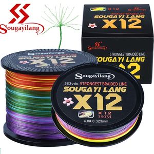 Sougayilang PE Braid Fishing Line 12 Strands Abrasion Resistant Wire for Freshwater Saltwater Outdoor Gear 220225