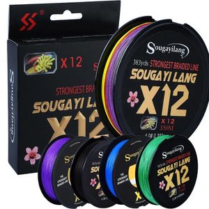 Sougayilang Super Strong 12 brins Ligne de pêche tressée x12 PE 350M 550M Lignes résistantes à l'abrasion multifilament 240407