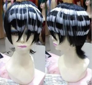 Soul Eater DEATH THE KID courte noir blanc Anime Cosplay fête cheveux perruque complète