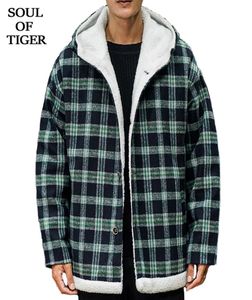 Soul of Tiger Koreaanse modeheren vintage plaid parka mannelijke casual losse capuchon jas Winter warme bont oversized jas xxxxxl 2011191648228