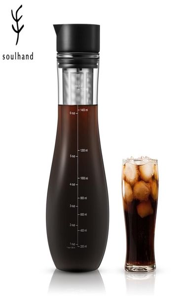 SOULHAND – machine à expresso de 1500ml, infusion froide, café glacé, filtre à double usage, théière, Pots en verre goutte à goutte de glace, 2203017065392