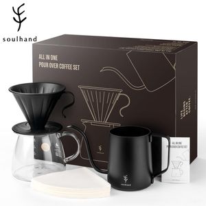 SOULSHAND V60 DRIP SETS FILTER 1500ML Warmvrije Cafe Server Kettle Filters Koffie Pot Cold Dripper Barista Tools