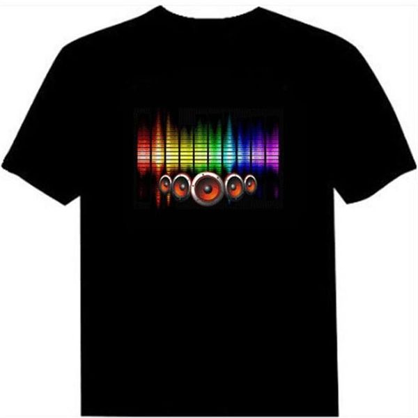 T-shirt en coton à Led activé par le son, égaliseur clignotant de haut en bas, El t-shirt pour hommes pour Rock Disco, haut de fête, vêtements 316t