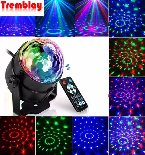 Lumière disco rotative activée par le son, lumière de scène LED colorée 3W RGB, lampe de projecteur Laser DJ Party Light pour la maison KTV Bar Xmas2924341