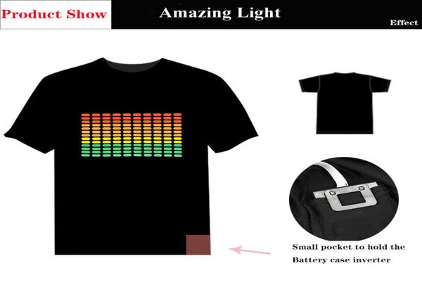 Sound Active Equalizer El T-shirt Egalizer Light Up Down LED T-shirt Flashing Music Activé Tshirt 2103297639796