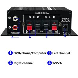 Amplificador de sonido Hifi Channel 2.0 Amp estereo para sistemas de sonido de cine en casa Amplificadores de audio de graves 12V3A AK270