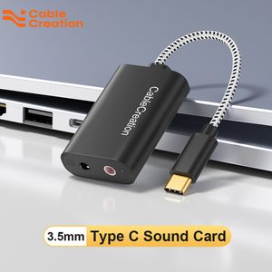 Tarjetas de sonido CableCreation USB tipo C Tarjeta de sonido externa tipo C a conector de audio de 3,5 mm Estéreo DAC 2 en 1 Adaptador de micrófono USB C para computadora portátil 230925