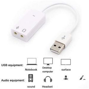 Cartes son cartes d'ordinateur portable externe USB 2.0 Virtual 7.1 Channel O Adaptateur avec fil pour les ordinateurs de livraison de sacs de sacs PC Calcul de réseau OTCLV OTCLV