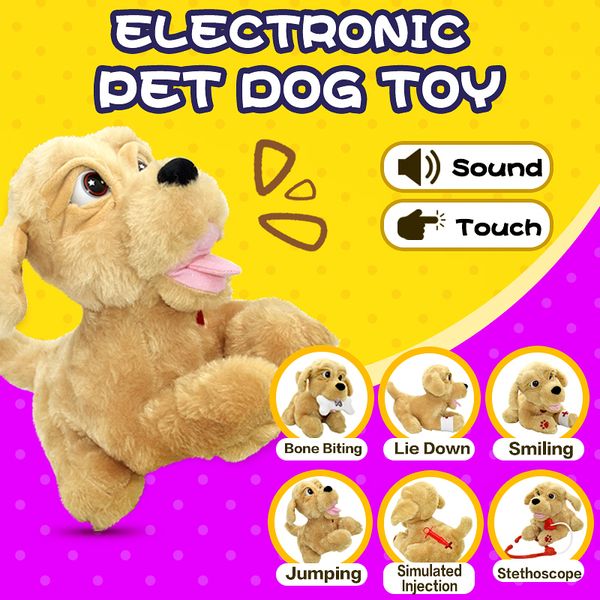 Contrôle sonore enfants Peluche Peluche Toy Contrôle du son Interactive Bark Jouets électroniques Chien pour cadeaux pour bébé Dog robot électronique LJ201105