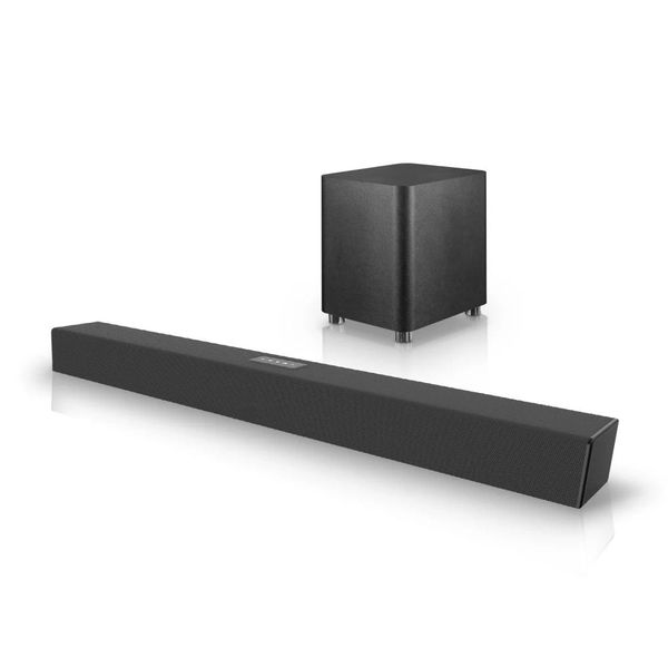 Barra de sonido 120W 2,1 barra de sonido sistema de sonido de cine en casa barra de sonido Altavoz Bluetooth con subwoofer para soporte de TV óptico AUX Coaxial