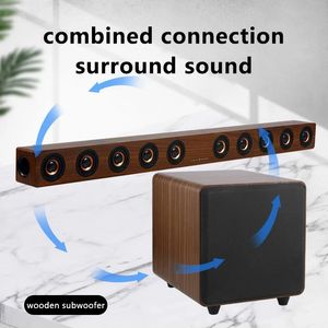 Soundbar 40W Houten TV SoundBar Bluetooth-luidspreker Home Theater-systeem 3D Surround Sound Bar Subwoofer Audio Afstandsbediening Wandmontage