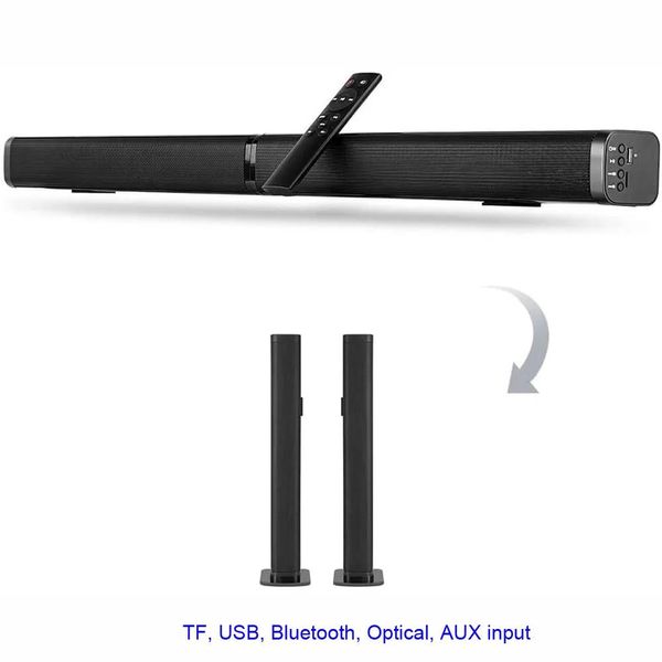 Barra de sonido Barra de sonido de TV Bluetooth desmontable ultradelgada altavoz inalámbrico de 37 pulgadas barra de sonido subwoofer incorporada con óptica para TV LED