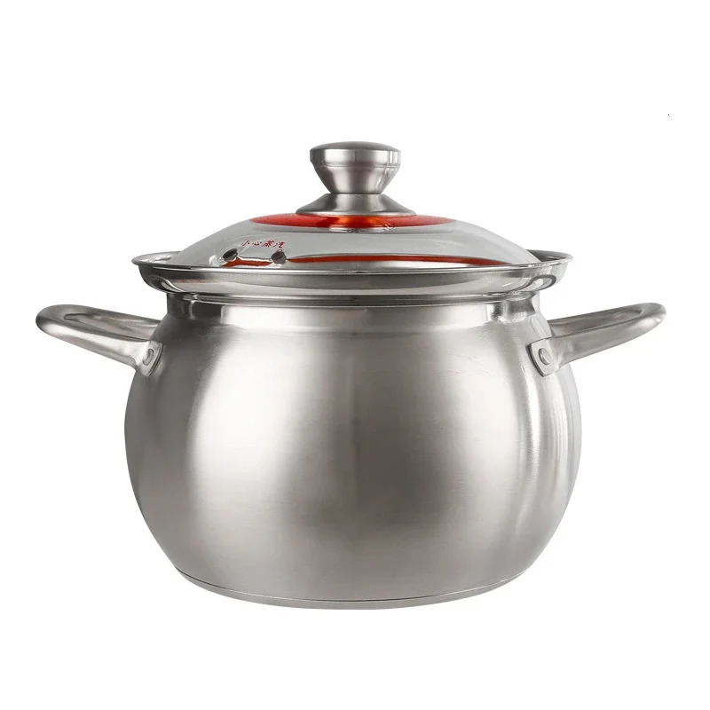 Soppa Big Cooking Pot 304 Rostfritt stål Tjockad soppdesign Allmän användning av gas i induktionskokare för gröt 240308