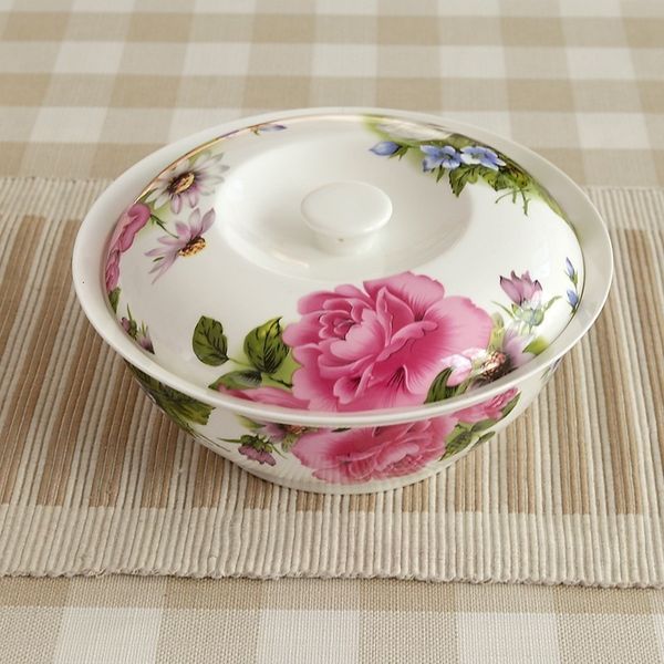 Marmites à Soupe 9 Pouces Fine Bone China Bol Chinois Traditionnel En Céramique Servant Soupière Soupière Buffet Récipient Alimentaire Porcelaine Déjeuner Chauffe Boîte 221203