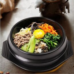 Soup Stock Pots Cuisine coréenne classique Ensembles Dolsot Stone Bowl Pot pour Bibimbap Céramique Soupe Ramen Bols avec emballage professionnel Céramique 221203