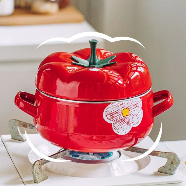 Marmites à soupe Pot de tomate de fleur d'émail niveau d'apparence élevé épaissir la cuisson cuisinière à induction gaz spécial nouilles à bulles ragoût 231215