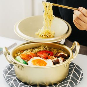 Soep bouillon potten pot Koreaanse ramen noedelsoker koken instant aluminium shabu dekst stoofpot Japanese ramyun kookgerei pan 230224