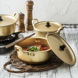 Marmites à soupe Ramen nouilles en aluminium avec couvercle, cuisson des œufs au lait, chauffage rapide pour ustensiles de cuisine 230311