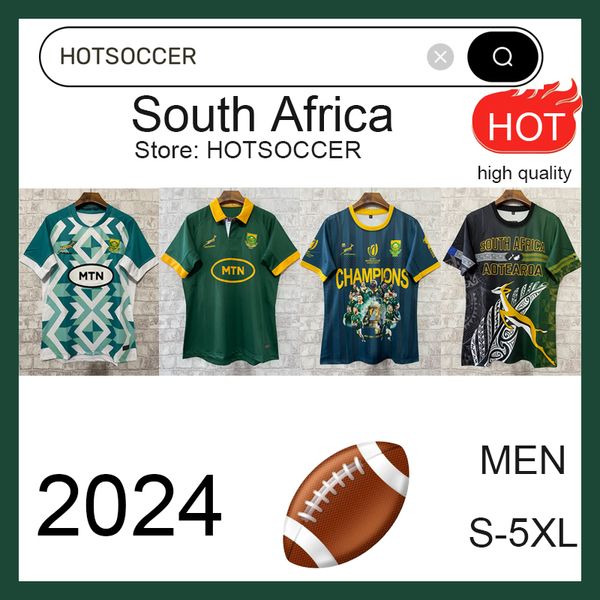 SUR 24 25 África Camisetas de rugby Camiseta Africana 100 Aniversario CAMPEÓN VERSIÓN CONJUNTA Camisetas del equipo nacional Sur 2024 2025 COPA MUNDIAL _Jersey