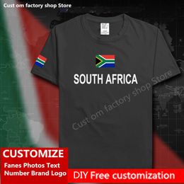 Afrique du Sud Coton T-shirt Personnalisé Jersey Fans DIY Nom Numéro Marque High Street Fashion Hip Hop Lâche Casual T-shirt ZAF 220616