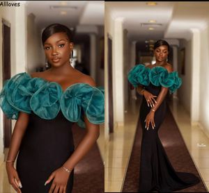 Sudáfrica Nigeria Mermaid Dress Dresses Ruffles Off Shoulder Long Tight Formal Gowns Slim ajustado Vintage Negro Segunda recepción de compromiso Vestido de fiesta CL2708