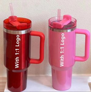 Cobranded Winter Cosmo Pink Parade 40oz Quencher Tumblers Target Red Holiday Stainless Steel Valentines Day Cups met handgreeplid en Straw Car Mokken GG0408