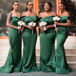 Zuid-Afrikaanse Hunter Green Bruidsmeisjekleding Zeemeermin Off Schouder Bruidsmeisje Jurken Bruidsjurken voor Nigeria Zwarte Vrouwen Meisjes Huwelijk BR136