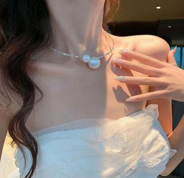 Corée du Sud Dongdamen Nouvelle mode Full Diamond Pearl Mouth Prison Net Collier Red Collier Sexy Femme3012135