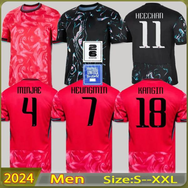 Chemises de football de Corée du Sud Nouveau 2024 2025 Heung-min Son Kang dans Lee National Team Men Uniforme Red Black Fan Player Version