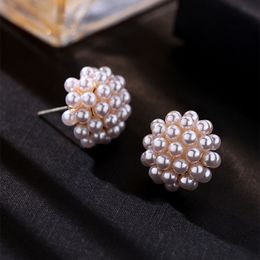 Personalidad de Corea del Sur Pendientes franceses Pearl Pearl Pendientes simples Net Red Atmosférica Atendos Pendientes