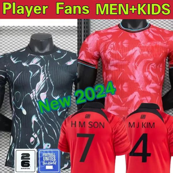 Jersey de fútbol de Corea del Sur 24 25 Heung-Min Son Kang en Lee National Team 24 25 Football Jersey Men Kids Kit Set 22 23 Home Away Men Uniform Red Black Fan Player Versión