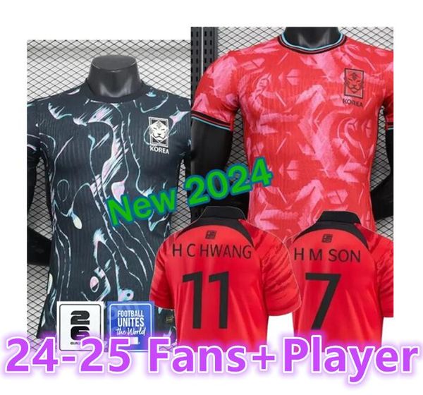 Corea del Sur Jersey de fútbol Nuevo 2024 2025 HEUNG-MIN SON KANG IN LEE Equipo nacional 24 25 Camiseta de fútbol Hombres Kit para niños Conjunto Hogar visitante Hombres Uniforme Rojo Negro Fan Player Version889