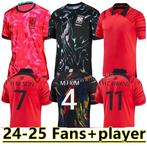 CORÉE DE SOCCER CORÉE NOUVEAU 2024 2025 Heung-Min Son Kang dans Lee National Team 24 25 Kit de football Men Kid Kit Set Home Away Men Uniforme Red Black Fan Player Version 888