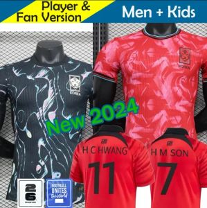 Corée du Sud Jersey de football Nouveau 24 25 Heung-Min Son Kang dans Lee National Team 2024 Chemise de football Hommes Enfants Kit Set 2025 Accueil Hommes Uniforme Rouge Noir Fan Player Version