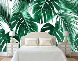 Asie du Sud-Est Tropic Tree Banana Leaf Wallpaper Mural pour le salon TV Background Mur de taille personnalisée DÉOCATIVE MURS MUR 3D22001535868