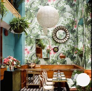 Fondos de pantalla verdes de plantas tropicales del Sudeste Asiático, papel tapiz de club de ocio, mural de bosque lluvioso de cafetería de comida occidental