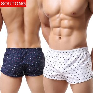 Soutong Hommes Sous-vêtements Boxer Shorts Trunks Slacks Coton Cueca Boxer Shorts Imprimés Hommes Shorts Accueil Slip LJ201109