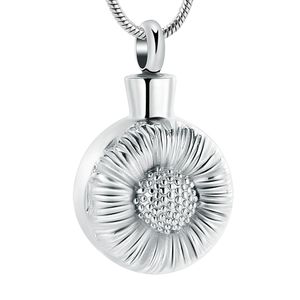 Pendentif d'urne de crémation de tournesol de souvenir/bijoux de collier de cendres pour commémorer la famille ou les animaux de compagnie, noir/argent