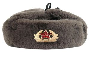 Badge soviétique Chapeaux de trappeur en laine lei feng Cap en plein air froid plus épais velours homme femme hiver oreille chaude chapeau armée ushanka63284638783141