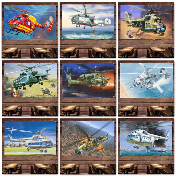 Póster de helicóptero de ataque de la Unión Soviética para colgar en la pared, obra de arte de la fuerza aérea como regalo, pancarta de arte de aviación militar, tapiz de pintura en lienzo para decoración de pared de habitación y oficina