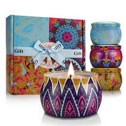 Soja wax geur kaarsen set etnische stijl geur kaarsen voor reizen thuis bruiloft verjaardagsfeest decoratie Kerstmis