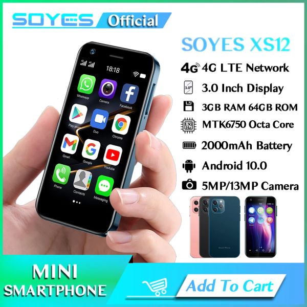 SOYES Android 10.0 Mini Smartphone 4G LTE Octa Core 13MP caméra 3.0 ''écran OTG téléphone portable pas cher avec livraison gratuite XS12