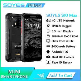 Soja s10 maxo mini smartphone robuste Android 11 octa noyau 8 Go RAM 258 Go ROM imperméable IP68 ID de visage d'empreinte digitale Déverrouillage du téléphone mobile PTT