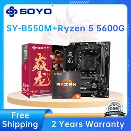 SOYO AMD B550M et AMD Ryzen 5 5600G Kit de carte mère CPU double canal DDR4 PCIE4.0 VGA pour ordinateur de bureau carte mère de jeu Combo