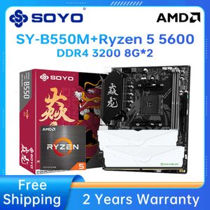 SOYO B550M gaming-moederbord Ryzen 5 5600 CPU en dual channel DDR4 8GBx2 3200MHz RAM USB3.1 AMD computer combinatie