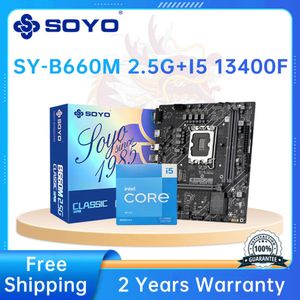 Placa base SOYO Classic B660M 2,5G con Intel 13. ª generación I5 13400F CPU, conjunto de placa base de doble canal DDR4 LGA1700